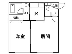コート南円山 1LDKの間取図画像