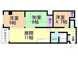 コート琴似 3LDKの間取図画像