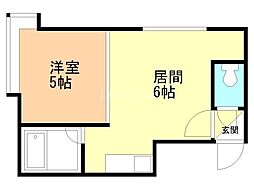 南ステージ中島公園 1DKの間取図画像