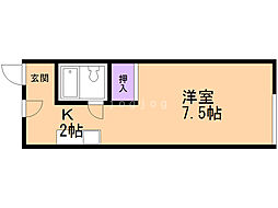 行啓パナハイツ 1Kの間取図画像