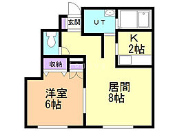 カーサノルテ琴似2 1LDKの間取図画像