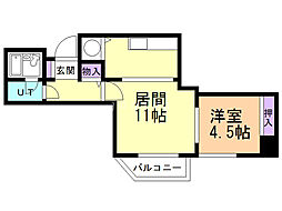 シャンボール中島公園 1LDKの間取図画像