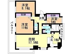 エクセルシオール桑園南2 3LDKの間取図画像