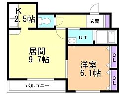 フルール 1LDKの間取図画像