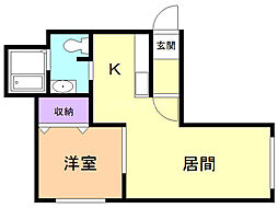 パールハイム桑園 1LDKの間取図画像