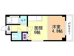 OMレジデンス宮の森 1DKの間取図画像