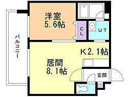 MYプラザ円山公園 1LDKの間取図画像