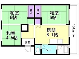 アルファスクエア山の手3号棟 3LDKの間取図画像