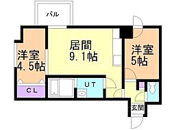 グランドジョラスN6 2LDKの間取図画像