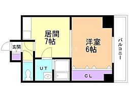 ル・ノルド 1DKの間取図画像