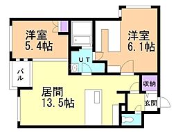 Restson行啓通 2LDKの間取図画像