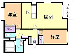 パレ麻生 2LDKの間取図画像