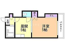インペリアルワタナベ 1DKの間取図画像