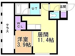 札幌市西区二十四軒三条3丁目マンション 1LDKの間取図画像