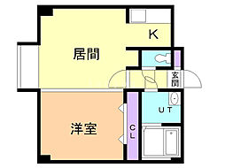 ベルファーレ・中央 1LDKの間取図画像