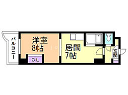 ピープルNo.3 1DKの間取図画像
