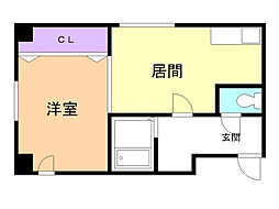 ノースランド南8条 1DKの間取図画像