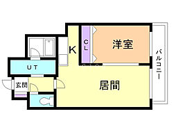 レジディア南一条イースト 1LDKの間取図画像