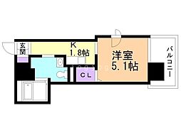 レジディア南一条 1Kの間取図画像
