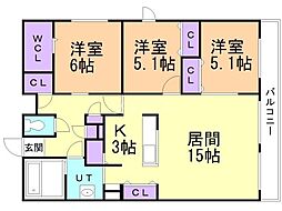ルビエノア北円山 3LDKの間取図画像