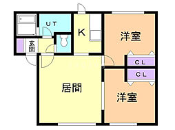 ネピオス伏見 2LDKの間取図画像