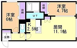 ALPHASQUARE琴似1条 2LDKの間取図画像