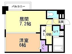 KDXレジデンス南三条 1LDKの間取図画像