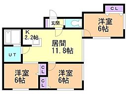HAL旭山公園通り 3LDKの間取図画像