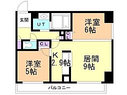 KDXレジデンス南三条 2LDKの間取図画像