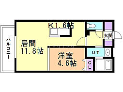 スペリオール二十四軒 1LDKの間取図画像