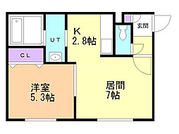 クラリス24軒 1LDKの間取図画像