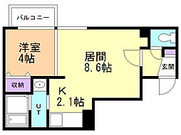 スプレンドール 1LDKの間取図画像