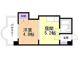 エンドレスリバーサイド 1DKの間取図画像