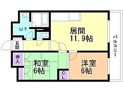 サンシャイン中島公園 2LDKの間取図画像