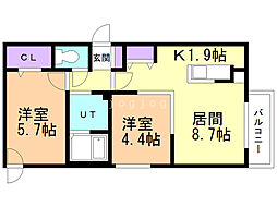 E-horizon北円山 2LDKの間取図画像