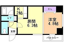 アイビーパレス52 1LDKの間取図画像