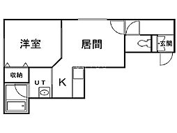 ハピネス北2条2 1LDKの間取図画像