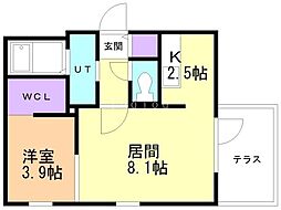 NOVA山鼻 1LDKの間取図画像