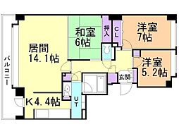 円山スクエア 3LDKの間取図画像