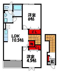 オレンジペコ　II 2階2LDKの間取り