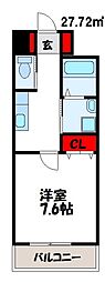 JR鹿児島本線 千鳥駅 徒歩3分の賃貸マンション 7階1Kの間取り