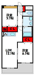 アンフェニ 2LDKの間取図画像