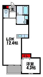 サニーガーデン古賀 1LDKの間取図画像