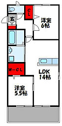 エスポワールB 2LDKの間取図画像