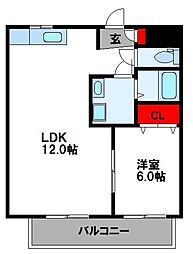 ビンテージ 1LDKの間取図画像