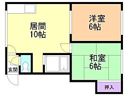 サンコーポラスNo.1 2LDKの間取図画像