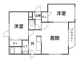 グランメールアヴェンシス 2LDKの間取図画像