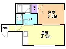 ベルメゾン厚別 1LDKの間取図画像