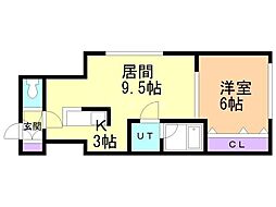 メゾン・ボヌール 1LDKの間取図画像