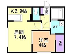 仮)南郷通14丁目北 MS 1LDKの間取図画像